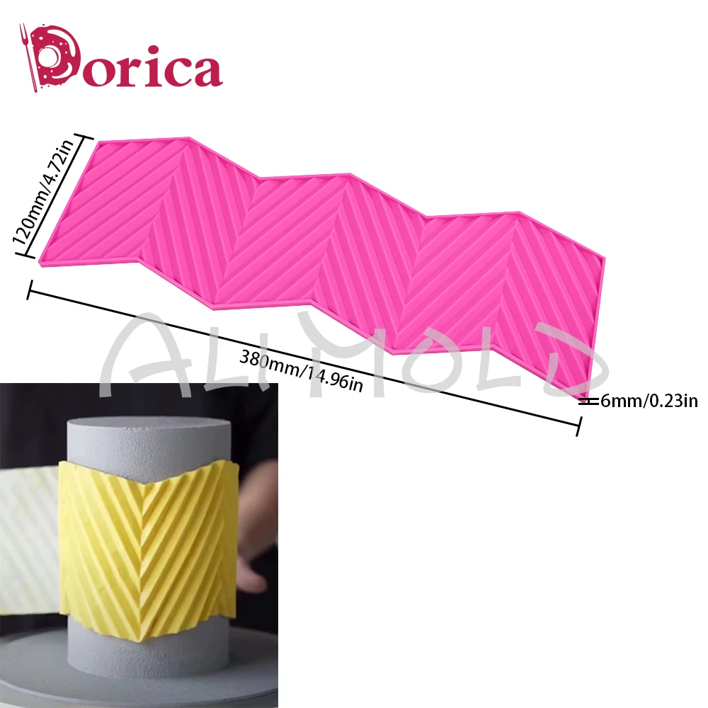 Geometric Patterns Cake Border Lace Mat Diagonal Stripes Design Fondant Chocolate Origami Silicone Mold Wedding Cake Decoration