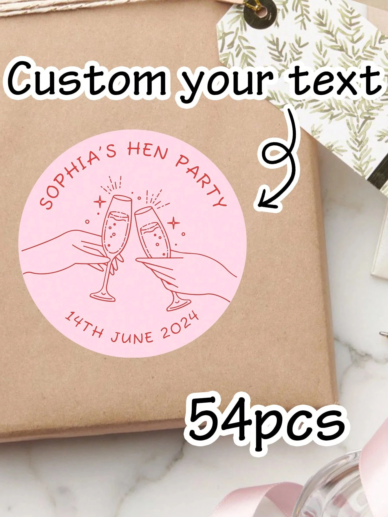 

54-540Pcs Custom Wine Glass Text Stickers,4CM 5CM 6CM 7CM Personalize Name Labels,Customized Text Round Stickers,Wedding Labels