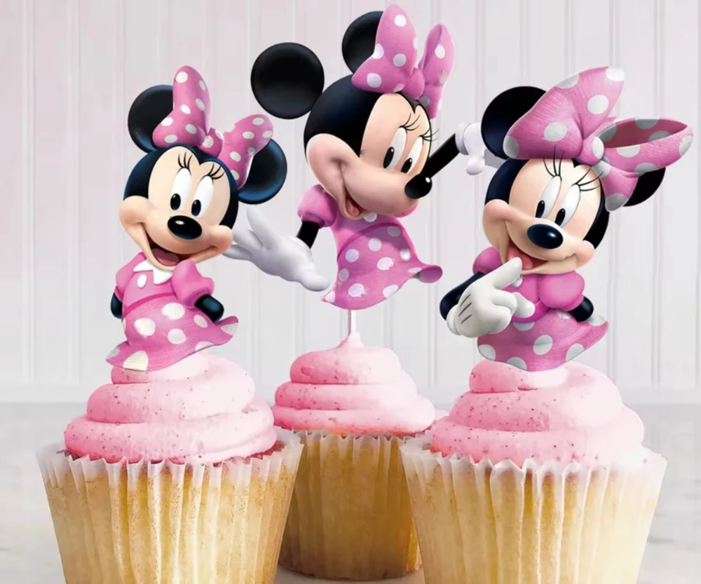 Minnie Mouse Cake Toppers Mickey Mouse Cupcake Toppers Birthday Party Decoration for Kids Girls Boys Baby Shower Party Supplies