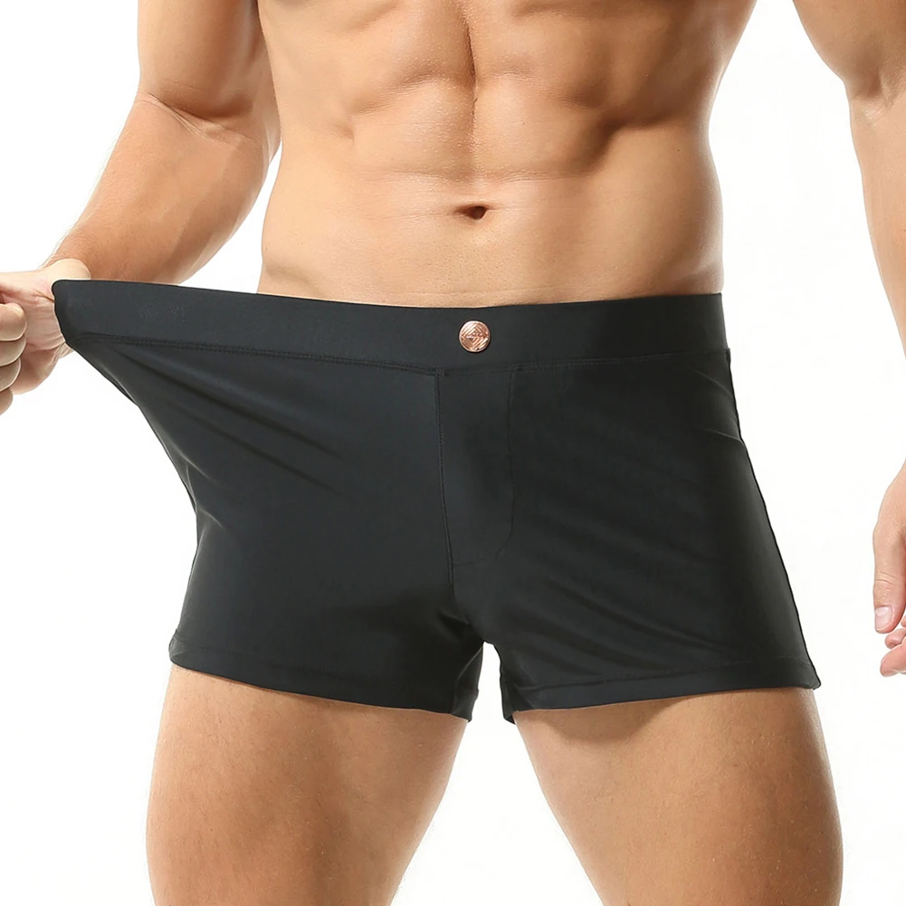 

Durable and Lightweight Mens Swimming Trunks with Big Pouch Cup and Solid Color Design for Surfers and Swimmers