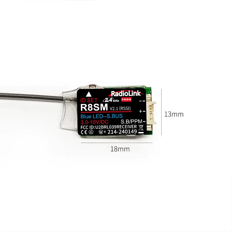 Radiolink R8SM 8 Channels 2.4GHz Super Mini Tiny  RC Receiver SBUS/PPM for Mini Drone Works with T8S/T8FB Transmitter Controller