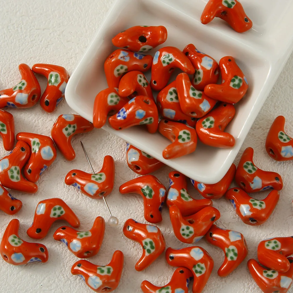 5pcs 13x18mm  Hand Painted Little Bird Ceramic Beads DIY Loose Spacer Porcelain Bead For Jewelry Making Bracelet Earring