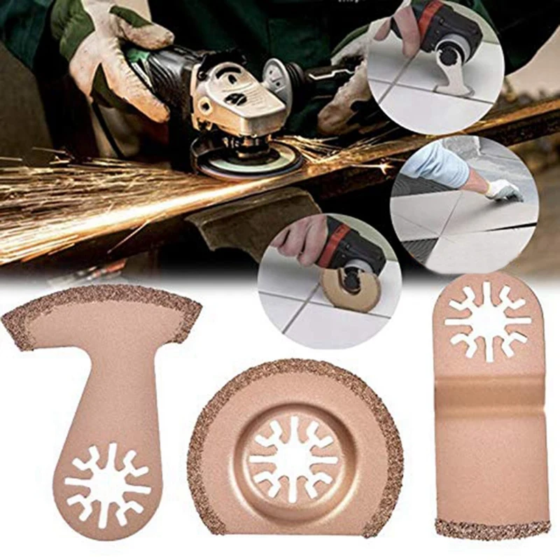 Oscillating Saw Blades - 9Pcs Multi Function Tile Saw Blades Set For Ceremic Porcelain Tile Cutting, Carbide