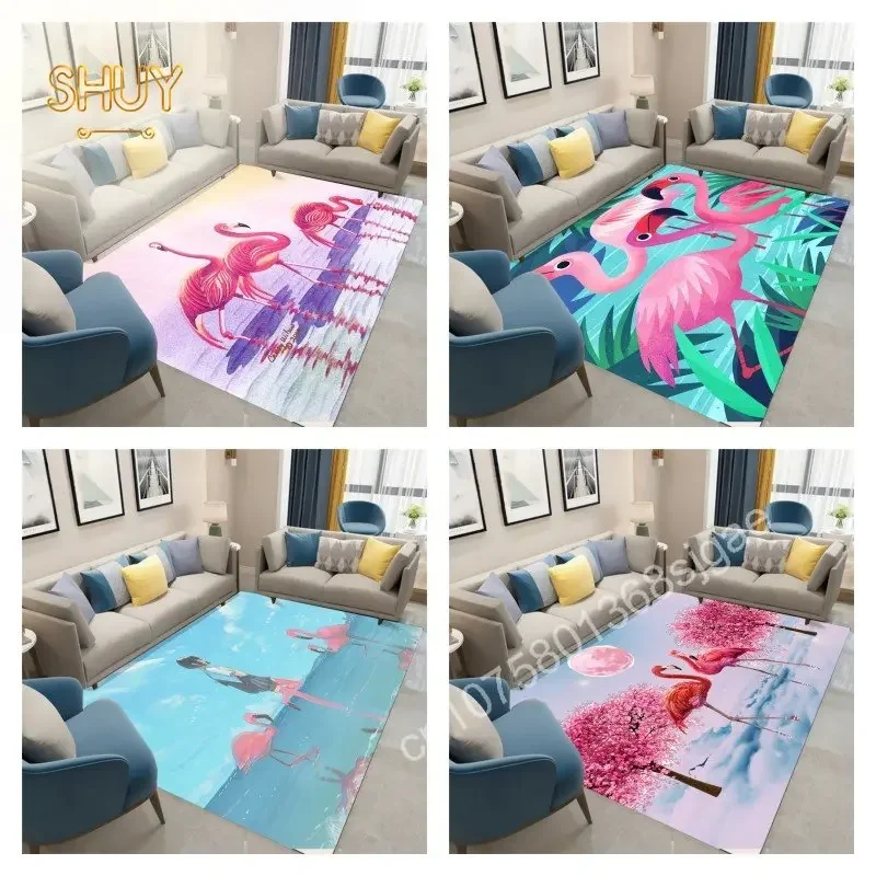 

Flamingo Large Carpets for Living Room Door Mats Non-slip Washroom Floor Mat Decoracion Animal Printing Bedroom Sofa Area Rugs