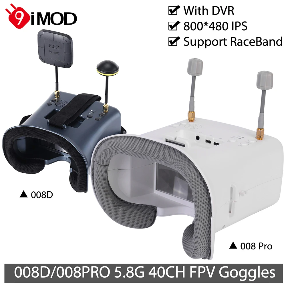9IMOD 5.8G FPV VRゴーグル 008D 008DPRO FPVゴーグル 40CHレシーバー 4.3インチ 800x480 IPS FPVゴーグル DVR付き レーシングドローン用