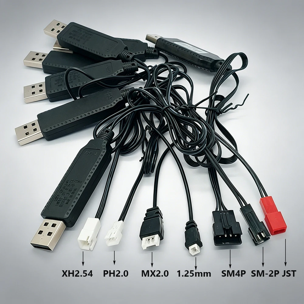 1 Stück 3,7 V/7,4 V USB-Ladekabel mit MX2.0 XH2.54 JST 2P 4P-Schnittstelle, geeignet für elektrisches Spielzeug-Lithium-Batterie-Ladekabel – Detail 1