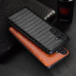 Luxury Crocodile Leather Case For Samsung Galaxy S24 Ultra Plus FE Slim Fit Premium Back Cover for Samsung S24 Ultra case
