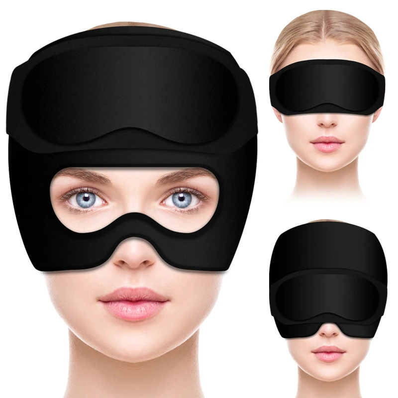 Migraine Relief Hat with Gel Eye Mask Headache Relief Cap Ice Head Wrap Hot &Cold Therapy Hat for Headache Puffy Eyes Sinus