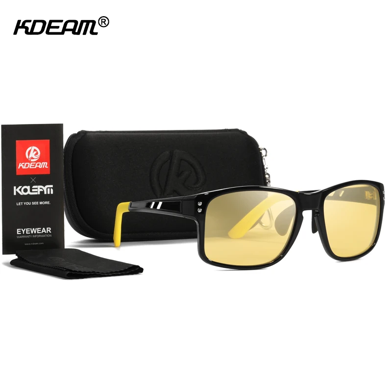 KDEAM Plus-Sized Sunglasses Sports Men's TR90 Polarized Sun Glasses Fishing Driving Night Vision Goggles Includes Zipper Case
