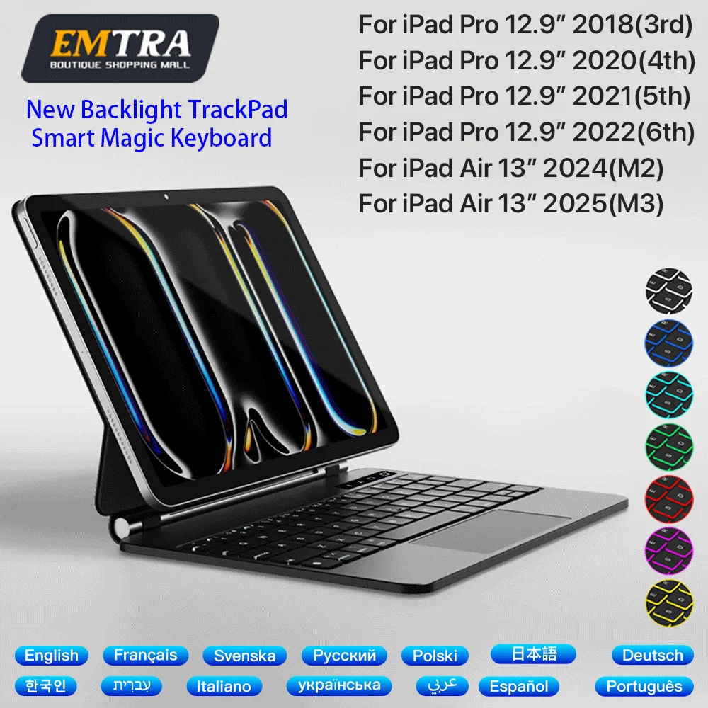 

Backlight Magic Keyboard for IPad 2025 Air 13 M2 M3 Keyboard Wireless for IPad Pro 12.9in 6th 5th 4th 3rd Keyboard Case Stand