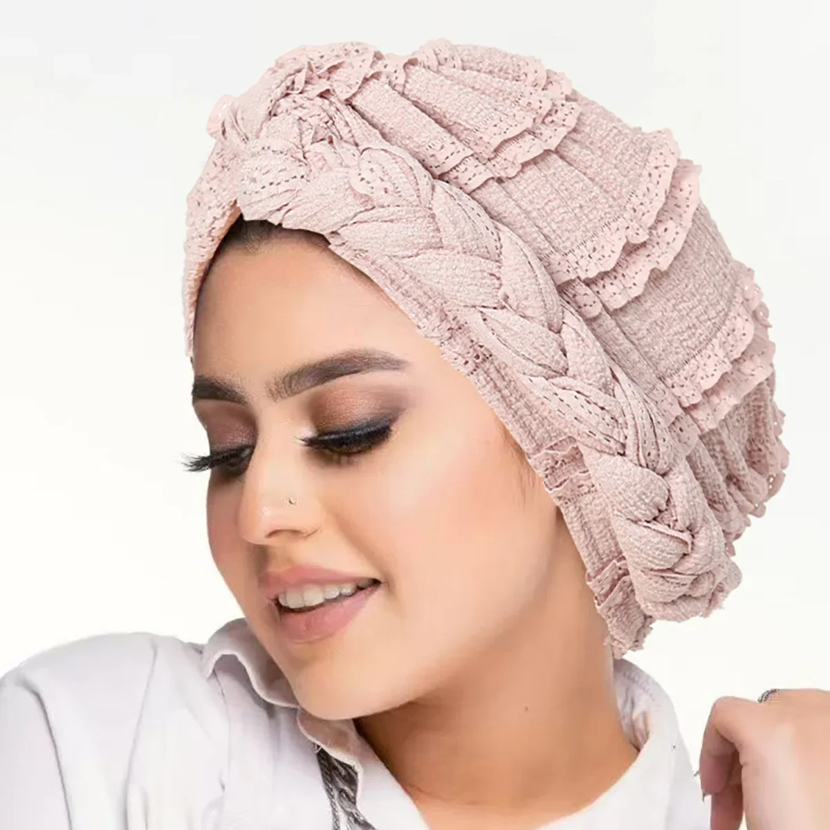 

Women Lady Muslim Braid Head Turban Wrap Cover Cancer Chemo Islamic Arab Cap Hat Hair Loss Bonnet Beanies Headscarf Turbante New
