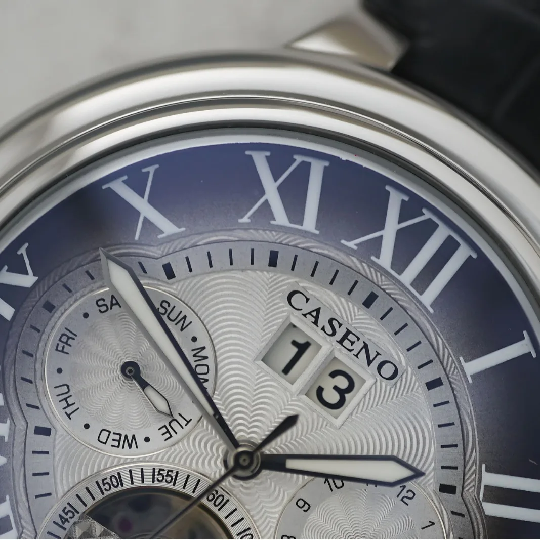 ساعة رجالية فاخرة مجوفة توربيون أوتوماتيكية ميكانيكية للرجال ساعة مقاومة للماء للتاريخ والأسبوع بحزام جلدي ساعات رجالية عصرية