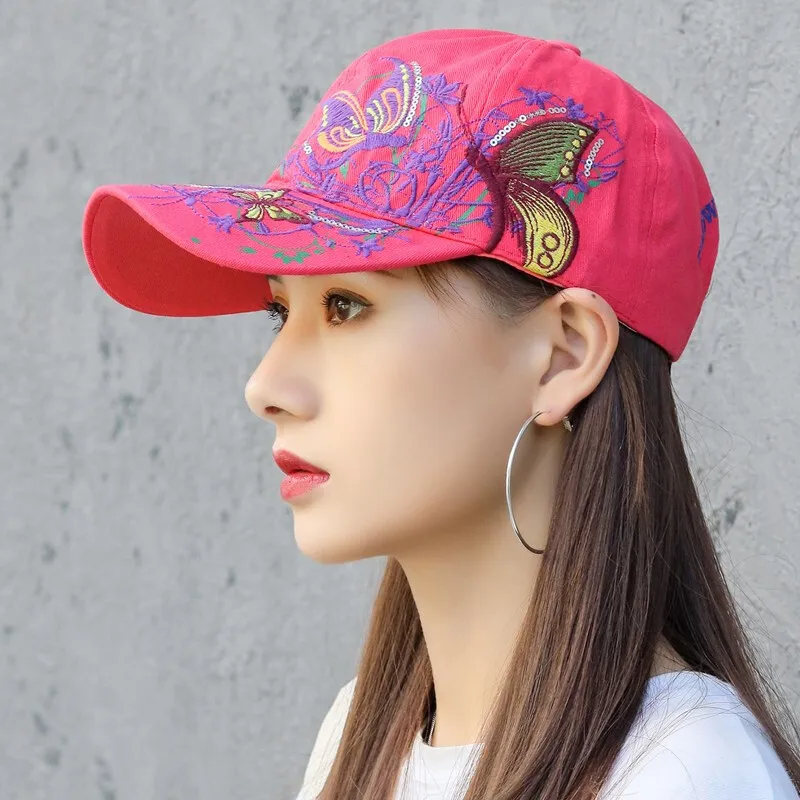 

Butterfly Embroidered Baseball Cap for Women Girls Hat