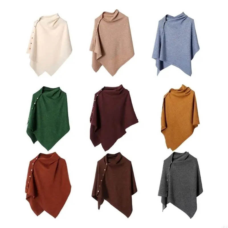 Soft Polyester Shawl Wrap Scarf with Mock Neck and Side Button for Casual Outings, Travel, Office Use, and Daily Wear 