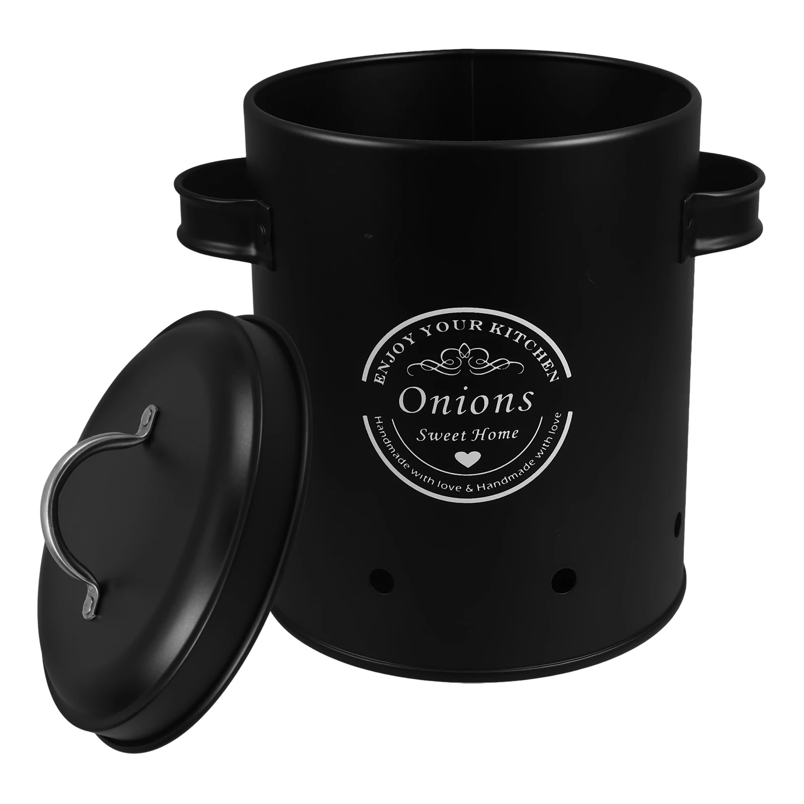 Vegetable Storage Tank Black Onion Jar Garlic Holder Potato Container Ginger Preservation Bucket with Lid Home Storage