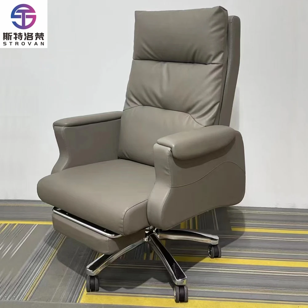 

PU Leather Chair Reclining Massage Ergonomic Office Chair Leather Walnut Pure Leather
