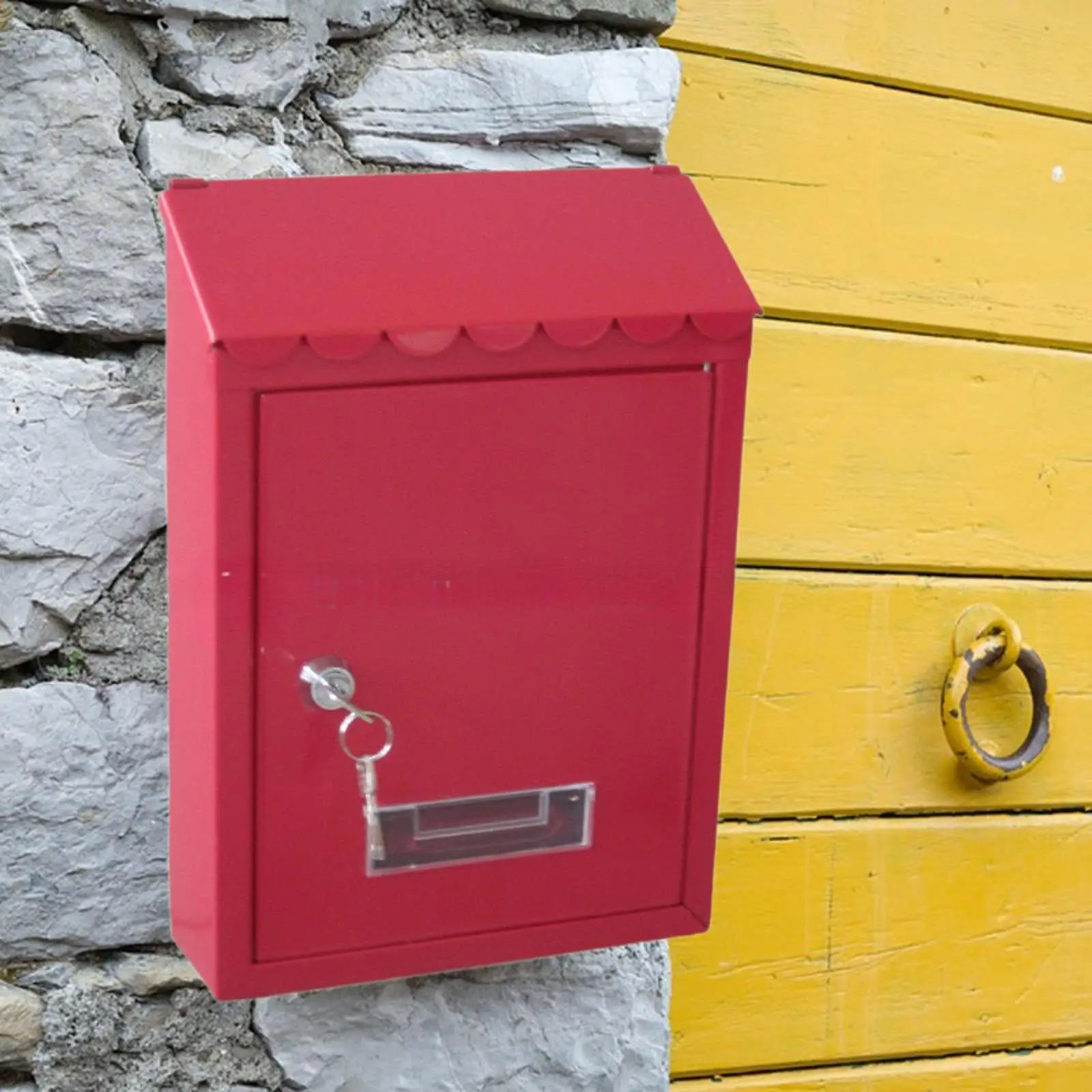 

Wall Mounted Mailbox Lockable Modern Post Letter Drop Box Iron Letterbox Mail Box for Door External Outdoor Gate Home Decorative