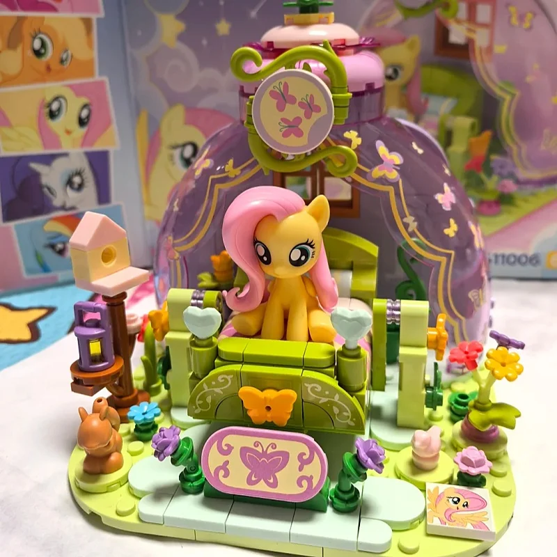 Blocos de Montar My Little Pony Anime Twilight Sparkle Pinkie Pie Rainbow Dash Yaoyao Modelo de Pequenas Partículas para Cama, Ornamento, Presente e Brinquedo