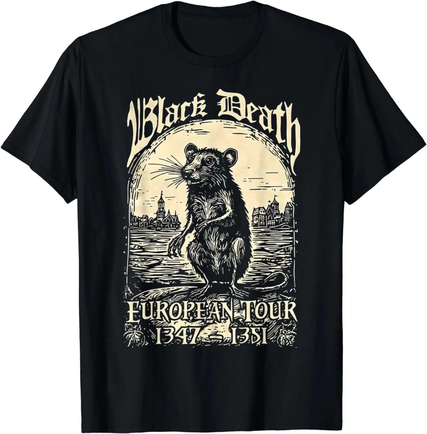 T-shirt unisexe Black Death European Tour, manches longues ou courtes, 1347-1351