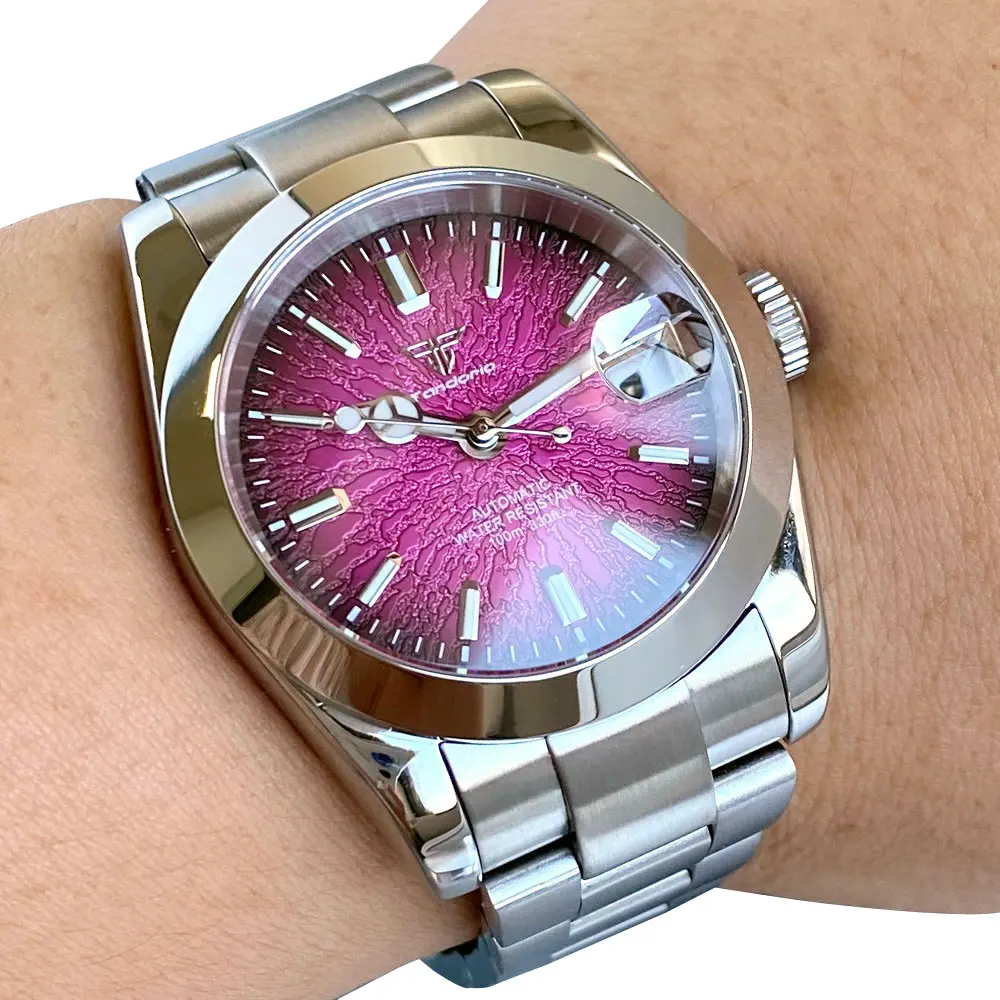 Miyota 8215 Tandorio Luminous Automatic Watch for Men Mechanical Movement Purple Red Orange 36mm 39mm Sapphire Polished Bezel