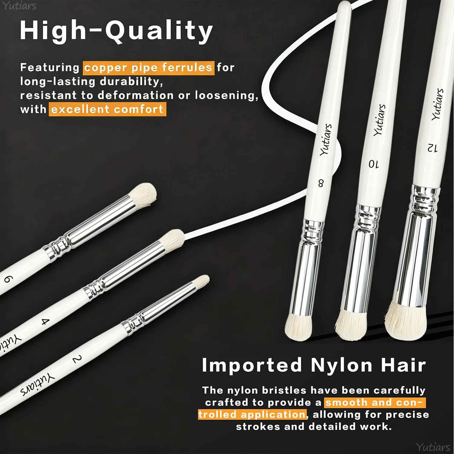 Yutiars Domed Drybrush Set 3/6Pcs - Premium Goat Hair Miniature Paint Brushes Wood Handle for Scale Model & Art Craft Tools