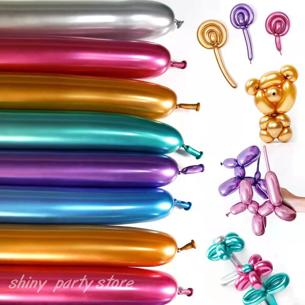 Metal Long Magic Balloons, DIY Weave Latex Balloon, Birthday Party Decorations, Kids Toy Ball, Baby Shower, 20/50/100Pcs