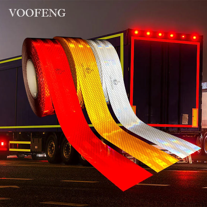 VOOFENG PC Engineer Grade Prismatic Reflective Tape ECE 104R 5CM Width Red White Yellow Color Truck Trailer Vehicle Sticker