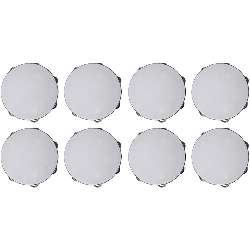 

A74K-8Pcs 8 Inch Musical Tambourine Tamborine Drum Round Percussion Gift For KTV Party