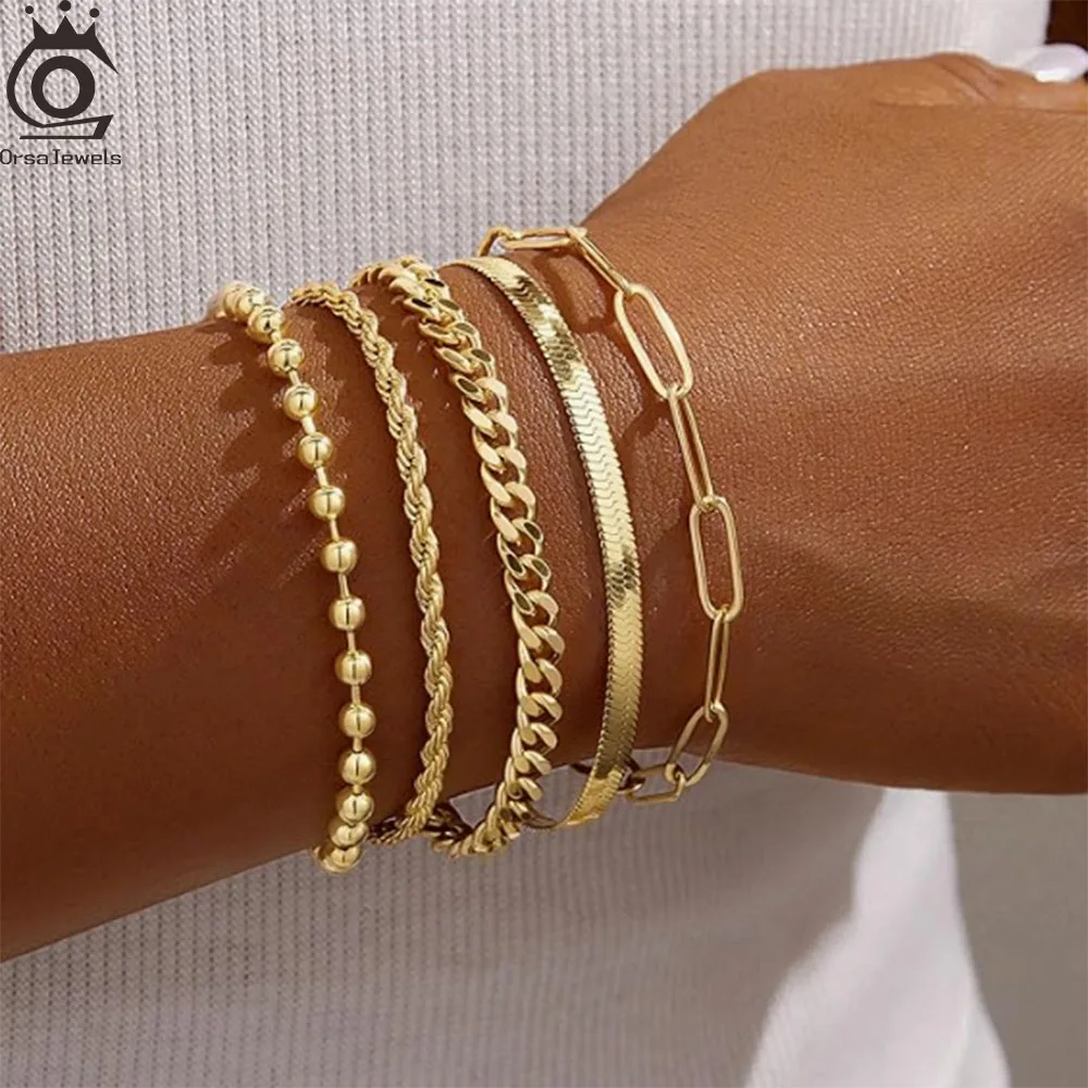 

Браслеты-цепочки ORSA JEWELS из 100% цельного стерлингового серебра 925 пробы, простые, многослойные, универсальные, подарки для женщин и мужчин