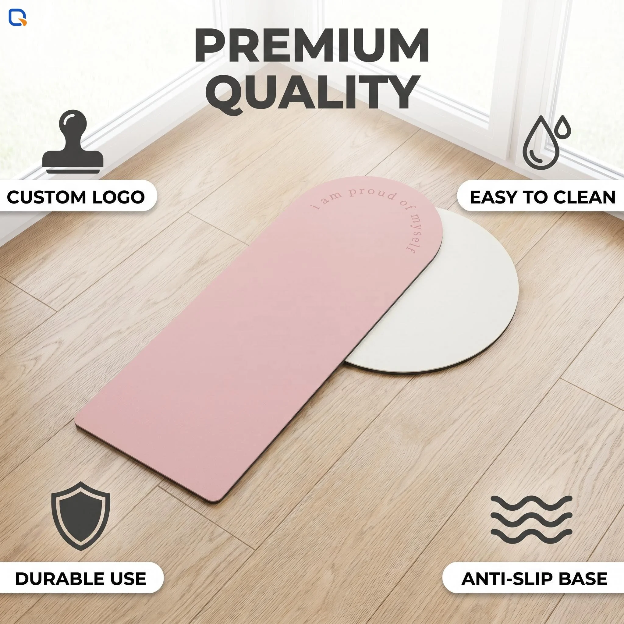 Premium Eco-friendly Natural Rubber Semi-Circle Yoga Mat 4.5mm Thin Durable Non-Slip Arch Shape Exercise Mat Easy Clean