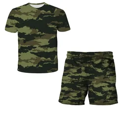 2023 Summer Kids Clothes Set For Baby Boys Camouflage Tops Pants 2PCS Short Sleeve Costume Tracksuit Outfits Set