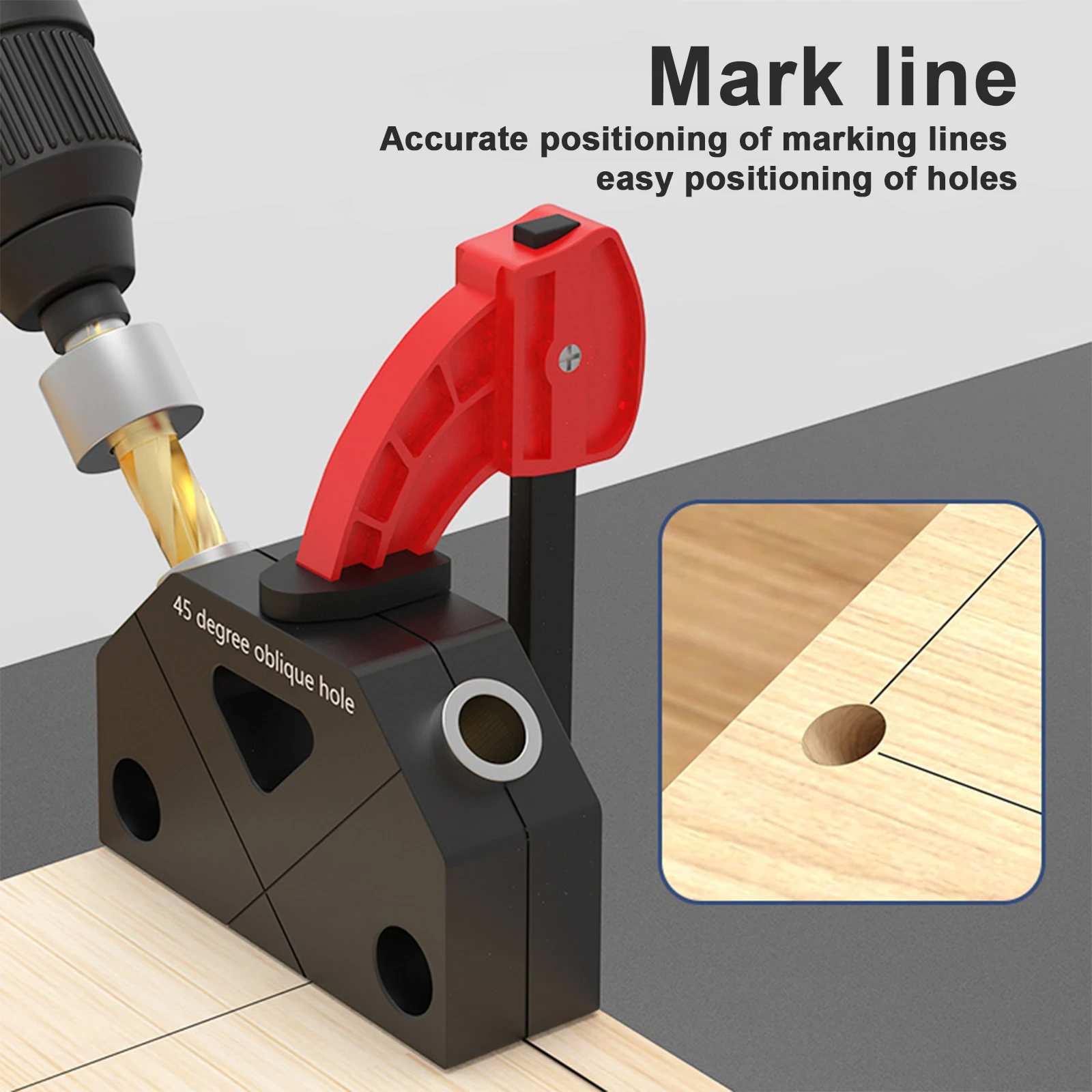 

Woodworking Drilling Jig Kit 45 Degree Hole Punch Locator Punching Assistant Tool for Woodworking