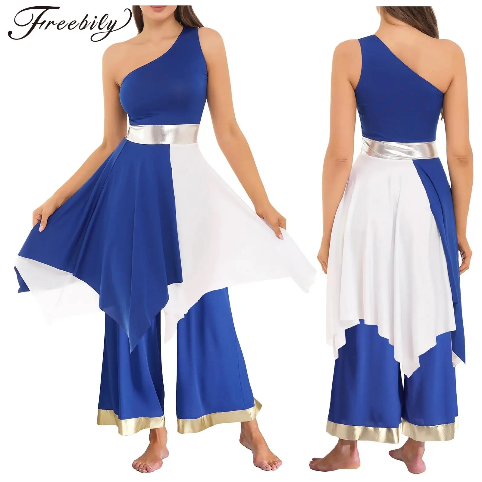 

Женский современный лирический танцевальный наряд, платье без рукавов с широкими брюками для церковного хора, поклонения, восхваления литургического выступления