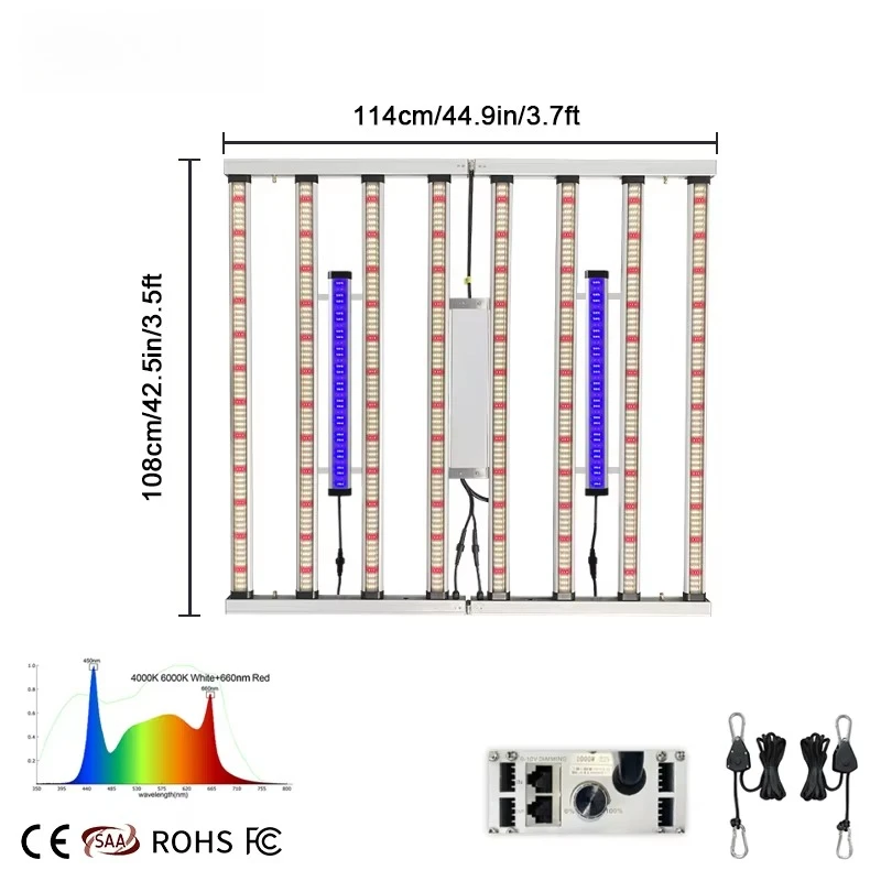 0-10V Dimmable RJ45 Spider Full Spectrum 720W Bloom Foldable Aluminum Grow Light IP65 Ra90 for Indoor Greenhouse Fast Delivery