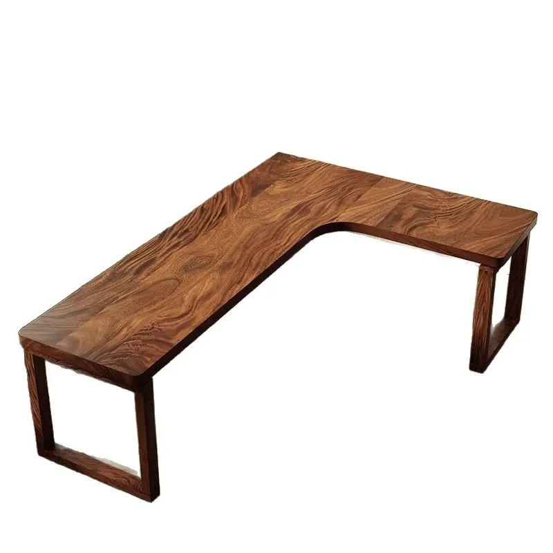 

Простой L-образный компьютерный стол из орехового дерева, двойной учебный стол для спальни, бытовой угловой стол, стол из цельного дерева