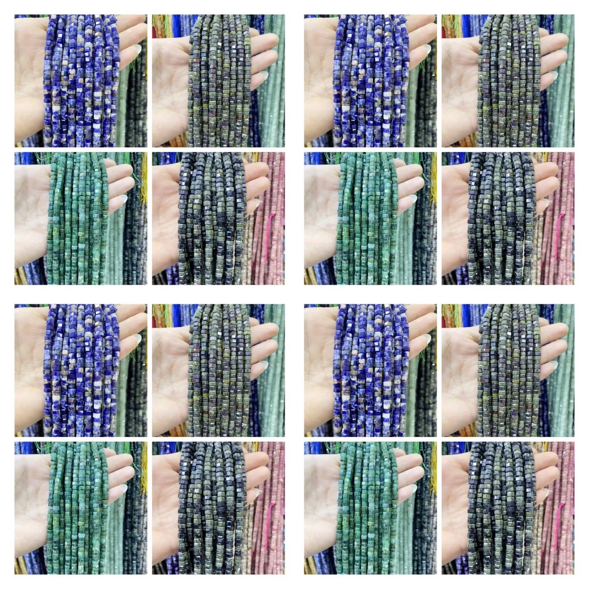 3x6mm Natural Stone round Loose Spacer Beads - Faceted Jade Rhodonite Sodalite Agate for DIY Bracelet Making Jewelry Accessories