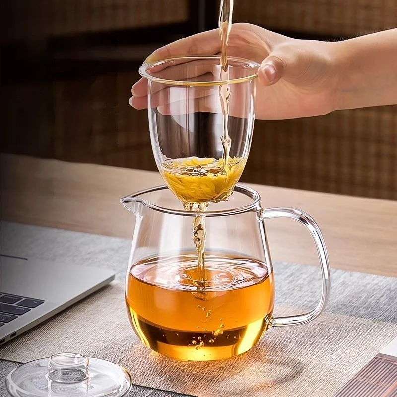 

Китайский кунг-фу, утолщенный чайник для заваривания чая, горшок для разделения воды, бытовой чайный сервиз, горшок, стеклянный чайник, инструменты для кофе и чая