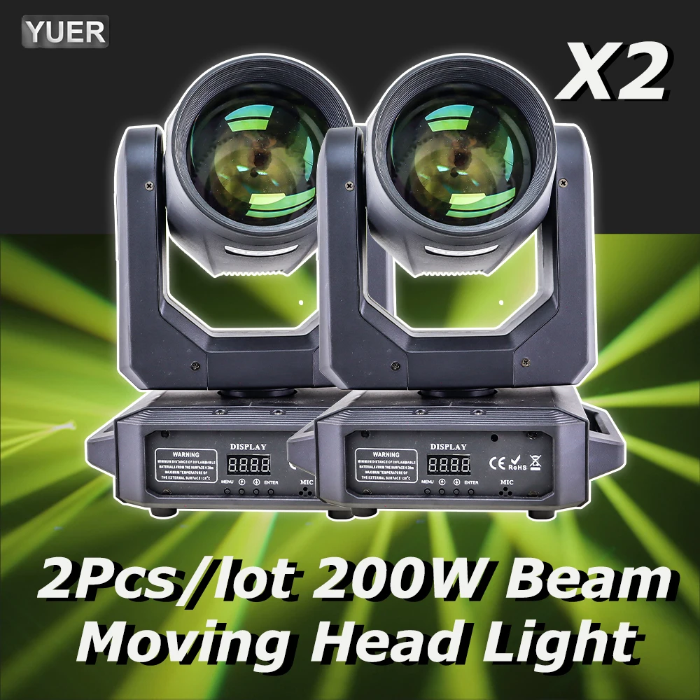 2Pcs/lot YUER 200W Power Bright Beam Spot Moving Head Stage Lighting 18 Prisms Rainbow Effect Dj Wedding Party Disco Gobo Light