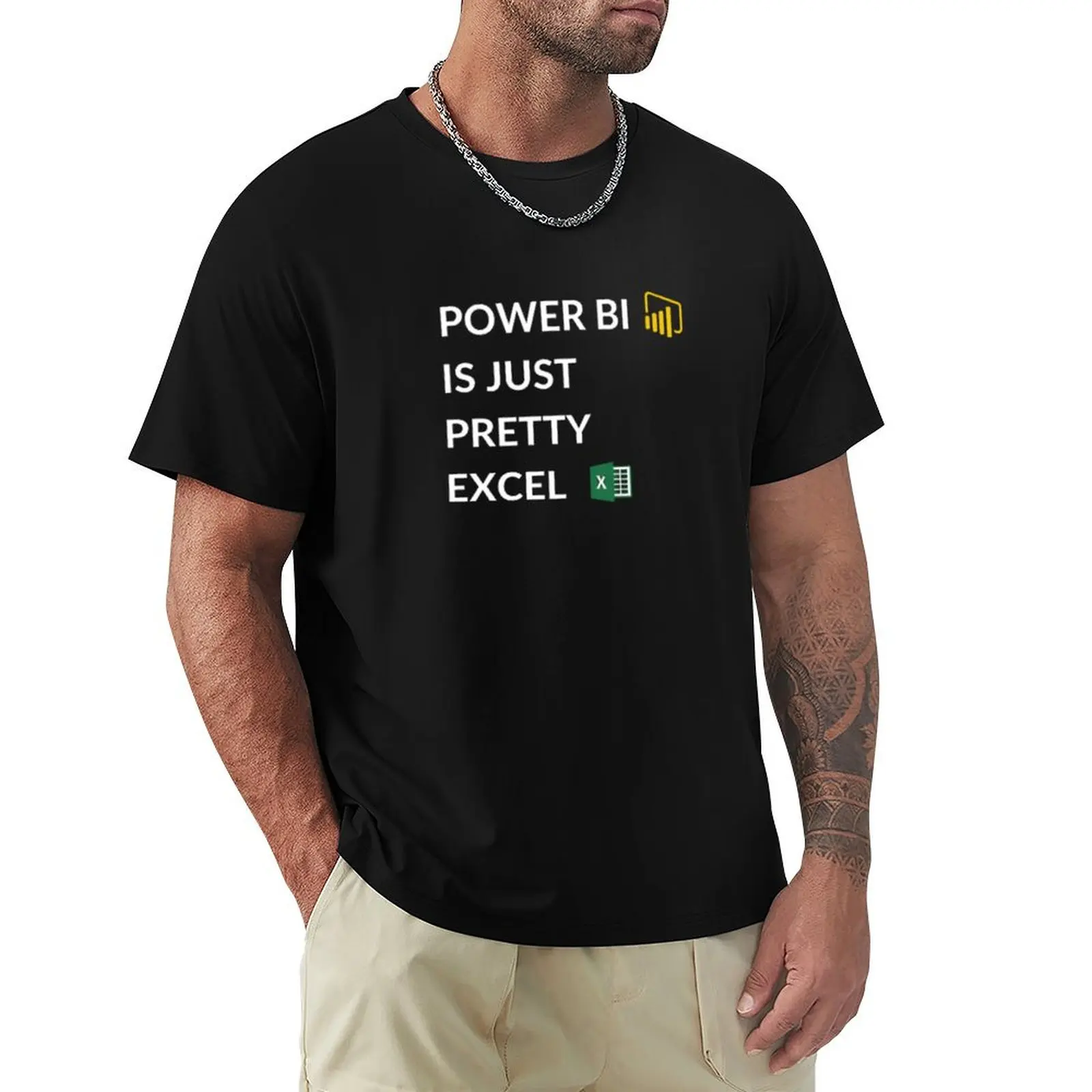 EXCEL VS. POWER BI MICROSOFT OFFICE T-Shirt Work Casual Loose Fit T-Shirt