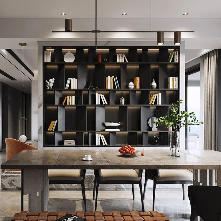Metal Bookshelf Partition Bookcase Storage Rack Display Cabinet Modern Bookshelf Decoration