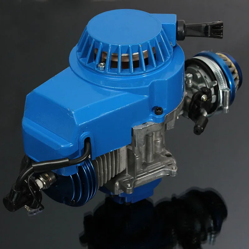 Blue 2Stroke 49cc Manual Racing Engine Motor For Mini Pocket Mini Moto Motorbike Air Cooled ATV Dirt Bike Quad 7T 25H Chain