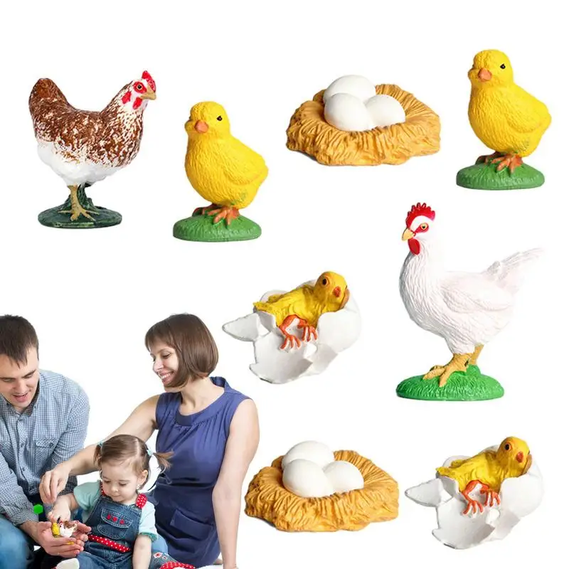 Mini Chick Models 8 Pcs Small Chick Livespan Models Educational Chicken Toys Vivid For Boys Girls Nursery Children