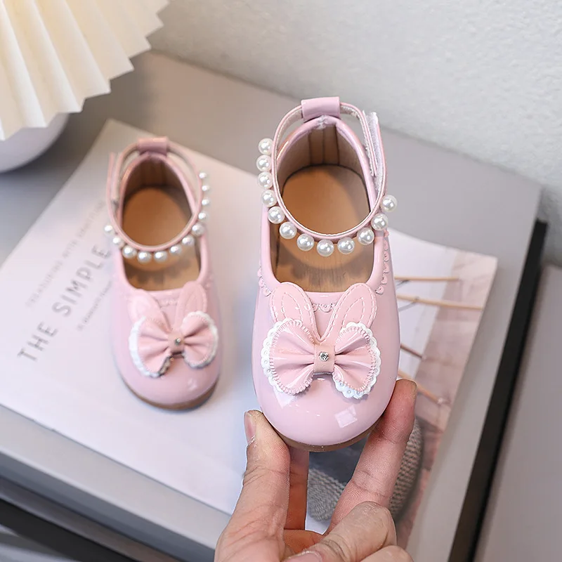 Novo mary jane sapatos arco sapato de couro strass princesa sapato moda feminina sapatos bowtie crianças sapato