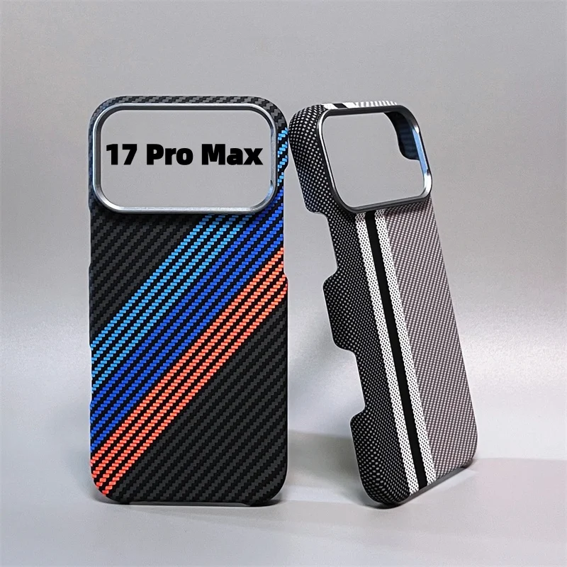 Luxus Kevlar Carbon Fiber Texture Magnetische Fall Für IPhone 17 Pro Max Air 16 15 14 Metall Kamera Schützen Drahtlose Lade abdeckung