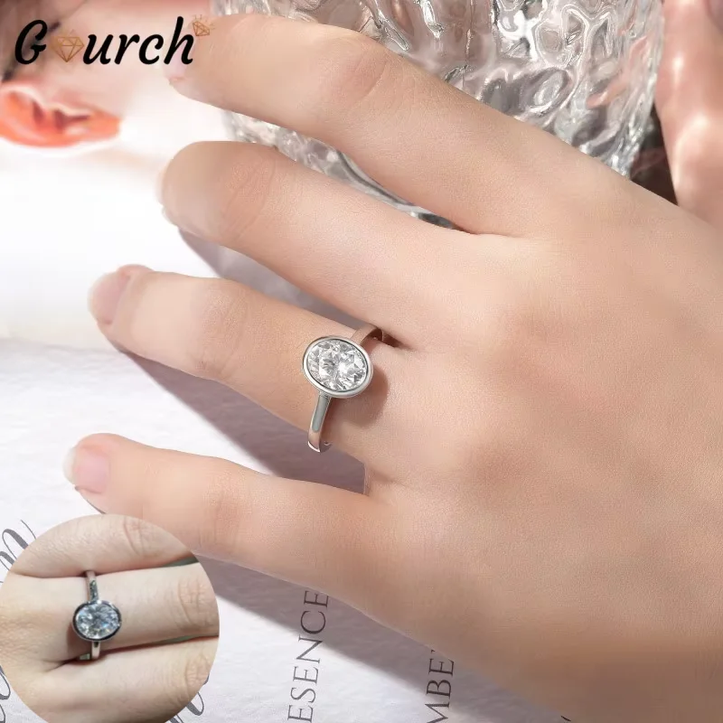 

Gourch 2CT 7*9 мм D Цвет VVS1 Овальное кольцо с муассанитом для женщин Кольца из стерлингового серебра 925 пробы 18 карат Свадебный подарок Изящные ювелирные изделия