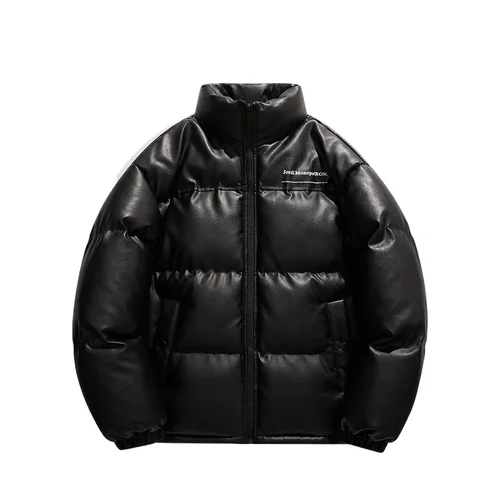 남성용 미국 PU 가죽 코튼 패딩 의류, 스탠드업 칼라 빵 의류, 트렌디 하이 스트리트 재킷, 겨울 