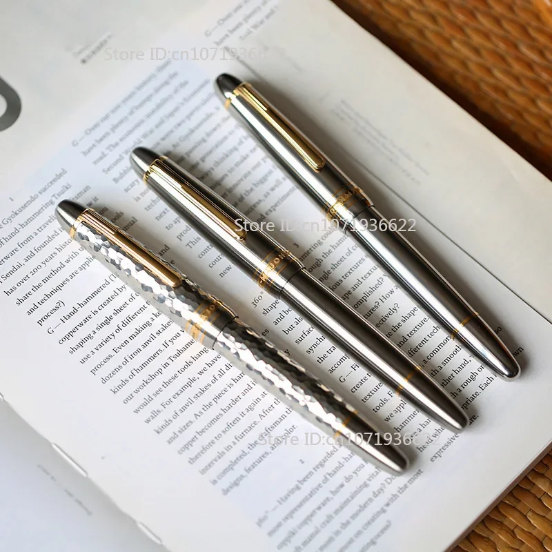 Stylish MAJOHN Ti136 Premium Titanium Alloy Piston Fountain Pen Metal Hammer Pattern Version EF/FM Fountain Pen Writing Gift Pen
