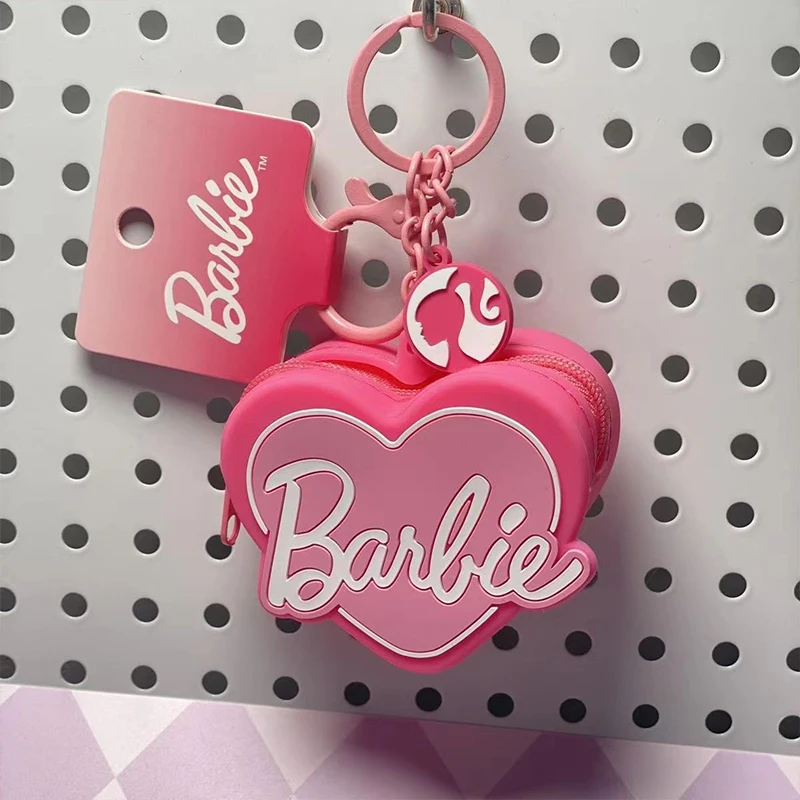 Miniso Barbie Serie Silikon Kopfhörer Schutz Tasche Anhänger rosa Liebe Münze Lagerung Schlüssel bund Dekoration Anime Geburtstags geschenk