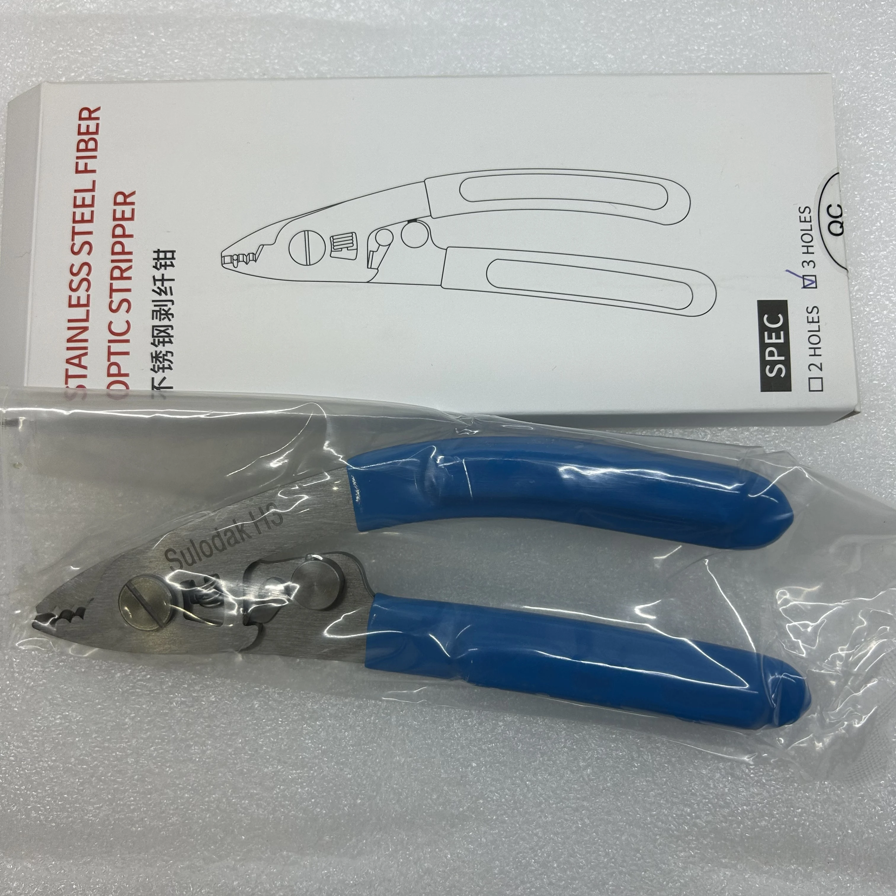 H3 Edelstahl-Faser-Abisolierzange mit drei Anschlüssen, FTTH-Werkzeug, Abisolierzange für Glasfaserkabel