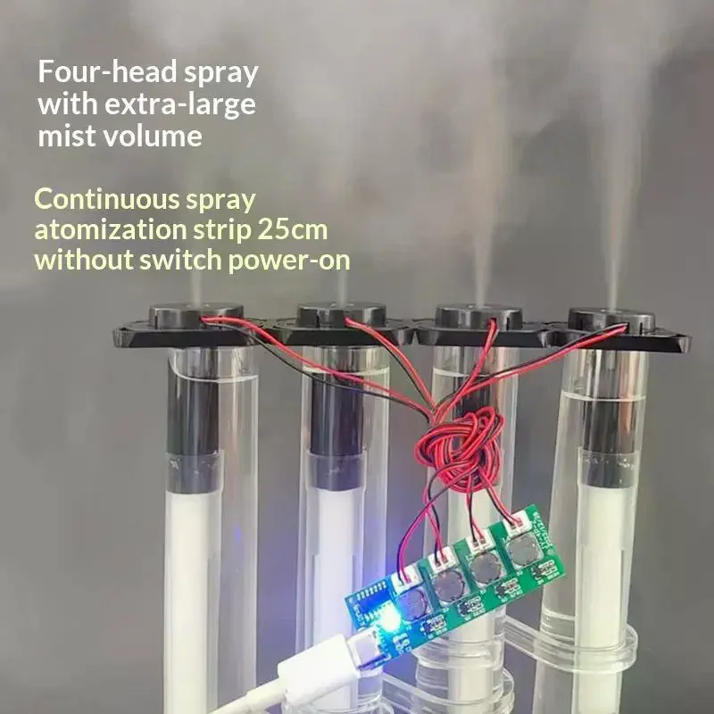 1 Set DIY Ultrasonic Nebulizer DC5V Unswitched 4 Spray Humidifier Module Atomization Control Board Type-C Interface Mist